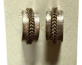 Signed 925 Sterling Silver Hoop Earrings 