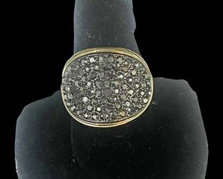 GoldToned Ring with Dark Crystal Cluster