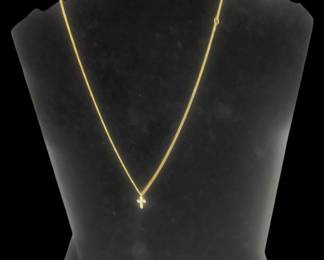 925 Gold Toned Cross Necklace 18 