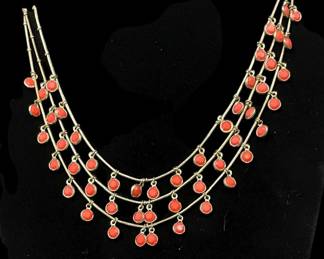 Anne Klein 3Strand Coral Toned Necklace 