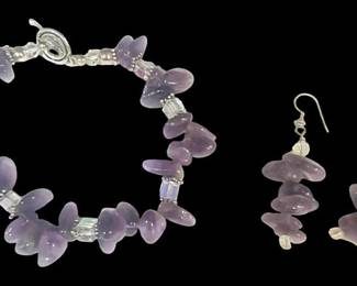 Amethyst Style Bracelet Earrings 