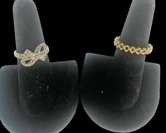 925 Bow Design and GoldToned Rings 