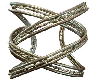Silver Tone CrissCross Cuff Bracelet 