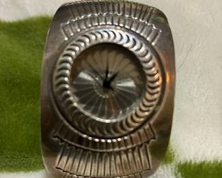 Navajo Carson Blackgoat Silver Cuff Watch Signed. Rare!