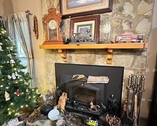Antique Wooden Mantle Lamp, Fireplace Accessories, Cast Iron Fireplace Decor, Cloche Clock, Antique Chalkboard,