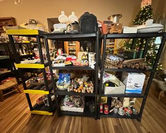 Assorted Vintage Holiday Decor, Vintage Textile Loom Boat Shuttles, Projector and Slides