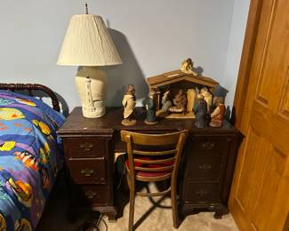 Tom Clark Sculpture Nativity Set, Lighthouse Lamp, Antique Desk
