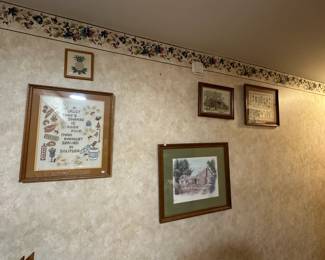 Antique Needlepoint Wall Art, Framed Teresa Pennington Art