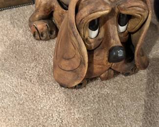 Big-eared basset hound flower pot holder.