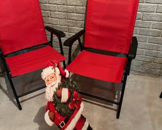 2 outdoor red canvas chairs... and Santa (he's coming soon!!)