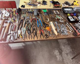 An assortment of some of the hand tools.