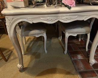 Antique table with leaf and four chairs