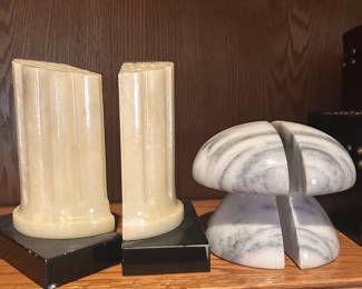 Alabaster and marble bookends