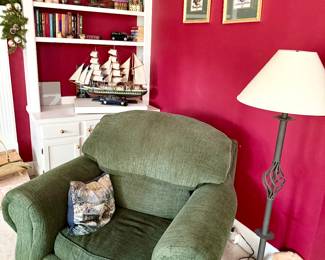 Upholstered chair with ottoman