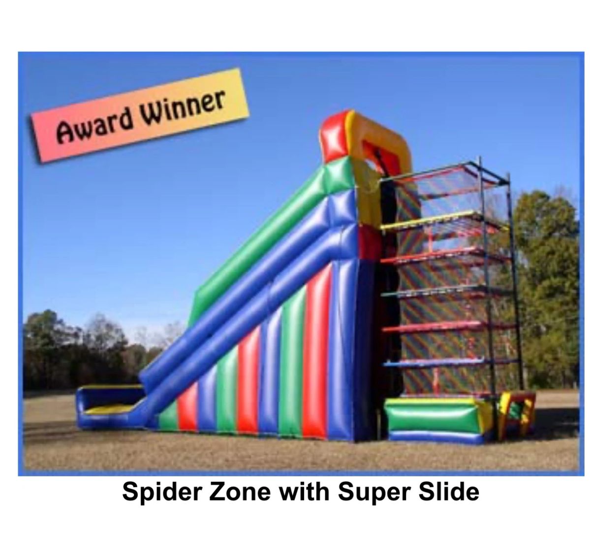 Spider Zone tower with a 35 foot slide, available for Pre sale