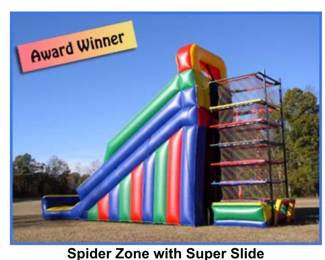 Spider Zone tower with a 35 foot slide, available for Pre sale
