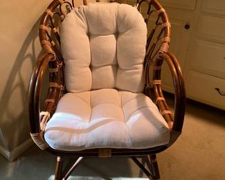 Pair of bamboo arm chairs and new cream cushions! Very nice!