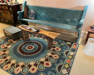 5’x 7’ area rug in turquoise, browns, reds…. Very nice, good condition!