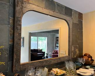 Large framed mirror. Nice up against slate wall!