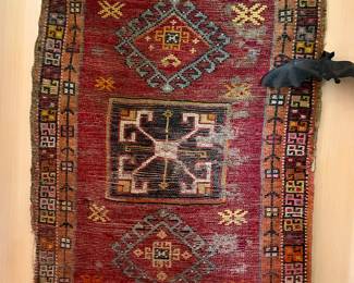 Antique small Moroccan wool rug