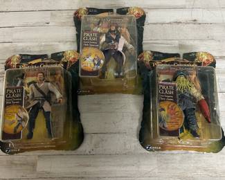 Pirates of the Caribbean Pirate Clash Action Figure Lot Jack Sparrow, Will Turner & Davy Jones 2006 Zizzle New Sealed