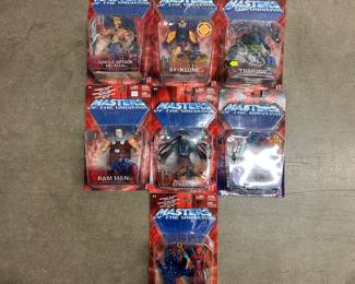 Masters of the Universe Action Figure Lot – He-Man, Trapjaw, Orko, Ram Man, Sy-Klone, Stratos & Two Bad New in Package