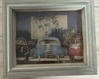 Framed James Dean Drive-In Shadowbox Art – Vintage Cars & Americana Wall Decor