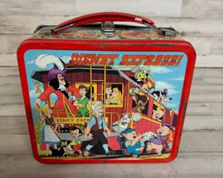Vintage Disney Express Metal Lunchbox – Peter Pan, Pinocchio, Captain Hook, Mickey & More