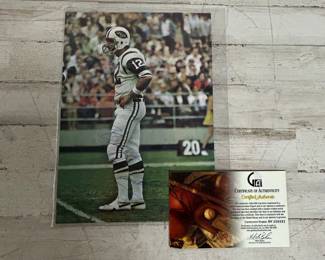 Joe Namath Signed New York Jets Photo with COA Autographed NFL Legend
