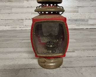 Antique Red Brass Lantern Vintage Kerosene Oil Lamp with Glass Globe