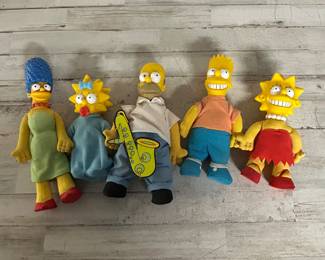 1990 The Simpsons Plush Toy Lot Matt Groening 20th Century Fox Homer Marge Bart Lisa Maggie