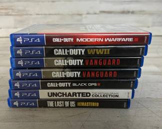 PS4 Video Game Lot – Call of Duty Modern Warfare III, WWII, Vanguard, Black Ops III, Uncharted, Last of Us
