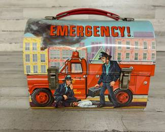 1970s EMERGENCY! Metal Lunch Box with Thermos – Aladdin Industries Vintage Fire Rescue TV Collectible
