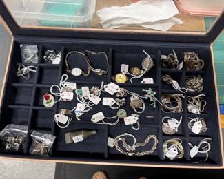 Various Silver Chains and assorted vintage jewelry