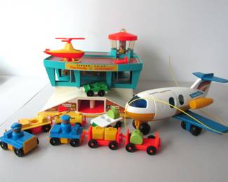 1970s Fisher-Price Play Family Airport includes 17 pieces (1980s jet plane)