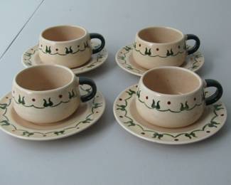 Four Metlox Poppytrail cups and saucers, Homestead Provincial