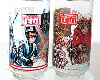 Two 1983 Return of the Jedi glasses