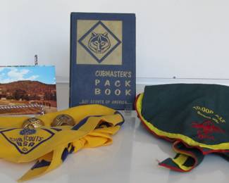 Boy Scout Kerchiefs, Book, And Postcards