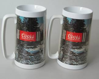 Two insulated Coors beer mugs, pre-1978