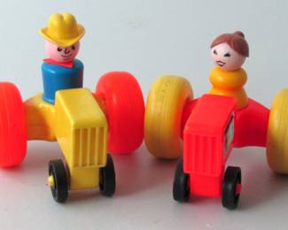Two Fisher-Price Tractors With Figures
