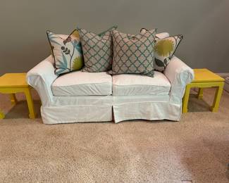 Slip covered love seat 