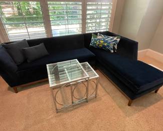 (Navy) Jonathan Adler L shape sofa 9’ by 6’