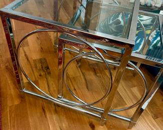 Chrome & glass nesting tables