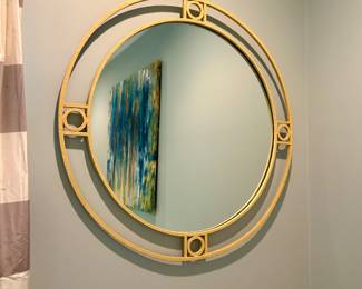 Pair 39” round mirror with metal frames