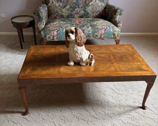 COFFEE TABLE BY BAKER, LOVESEAT AND SMALL TABLE