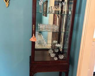 PAIR OF DISPLAY CABINETS BY CENTURY WITH SIDE DRAWERS WITH LIGHTS