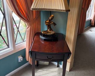 PAIR OF END TABLES AND LAMP