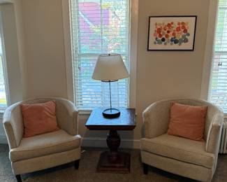 Living Room
Barrel chairs
Ballard side table & lamp