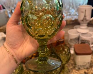 Vintage Imperial Glass Provincial Thumbprint Goblet