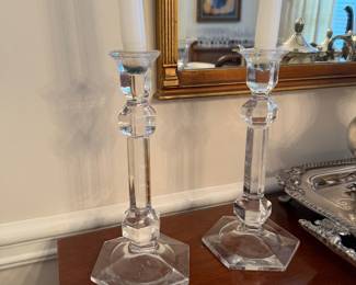Pair, Val St. Lambert crytal candlesticks